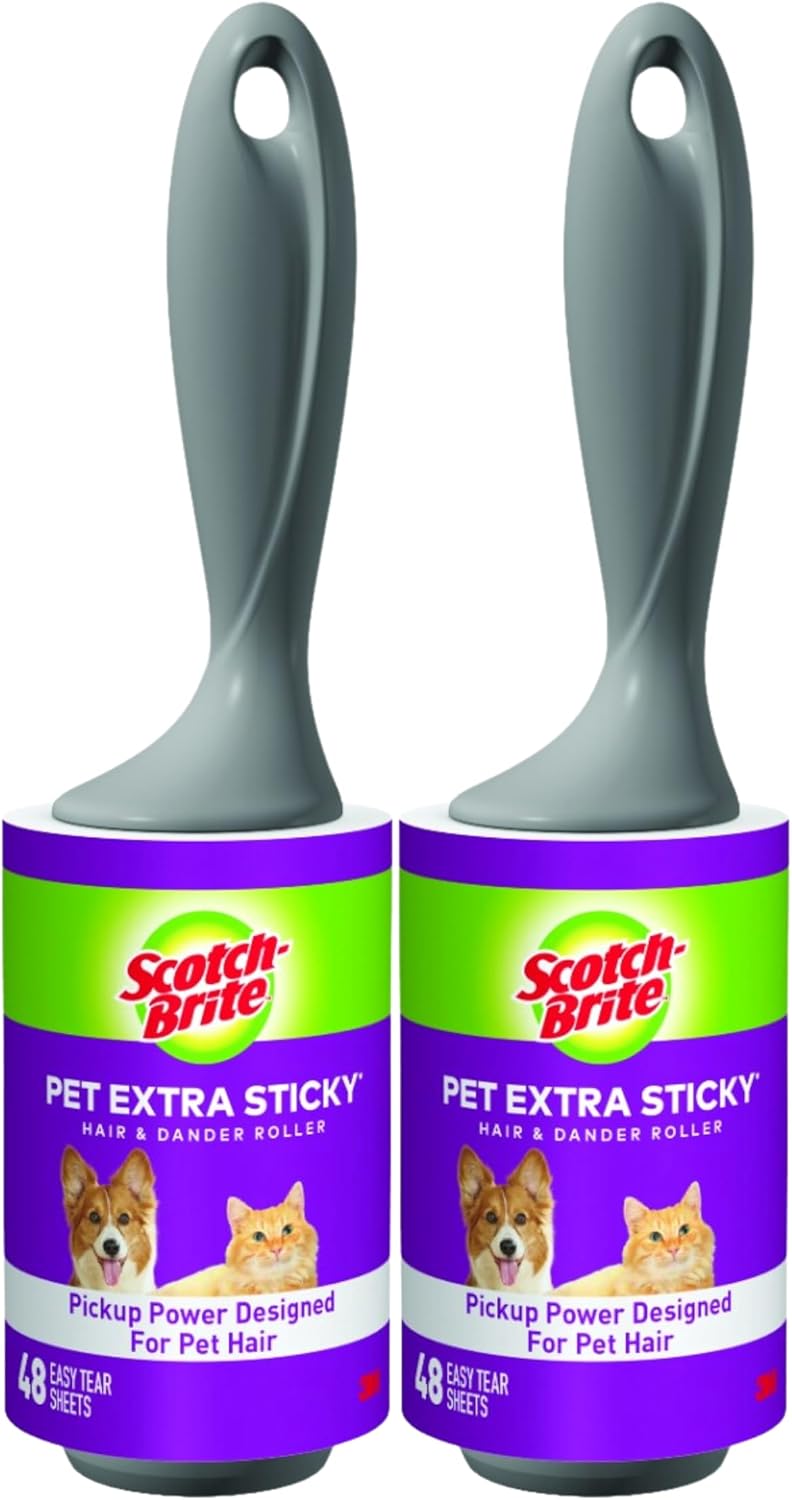 Scotch-Brite Pet Extra Sticky Lint Rollers 4 Rollers 48 Sheets Per Roller 192 Sheets Total - Image 12