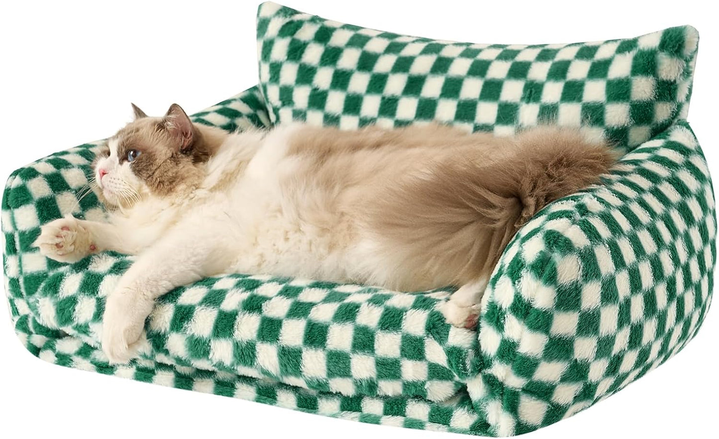 Hollypet Cat Bed Fluffy Plush Multifunctional Double-Layer Machine Washable Soft Warming Kitty Pet Couch Orthopedic Nest Beds for Small Cats Kitten and Dogs up to 13lbs, Khaki(21x15x8 inch) - Image 15
