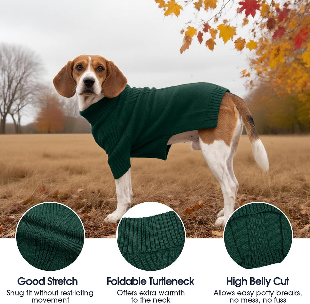 IECOii big dog winter pullover sweater close up soft acrylic knit fabric