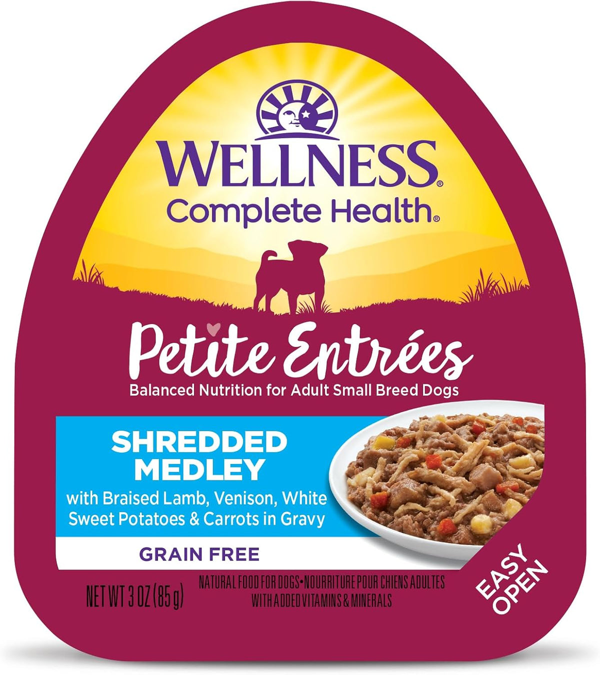 Twelve pack case layout of Wellness Signature Selects turkey and sweet potato dog food