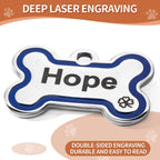Polished alloy steel custom pet identity plate with shiny finish and secure metal hook.