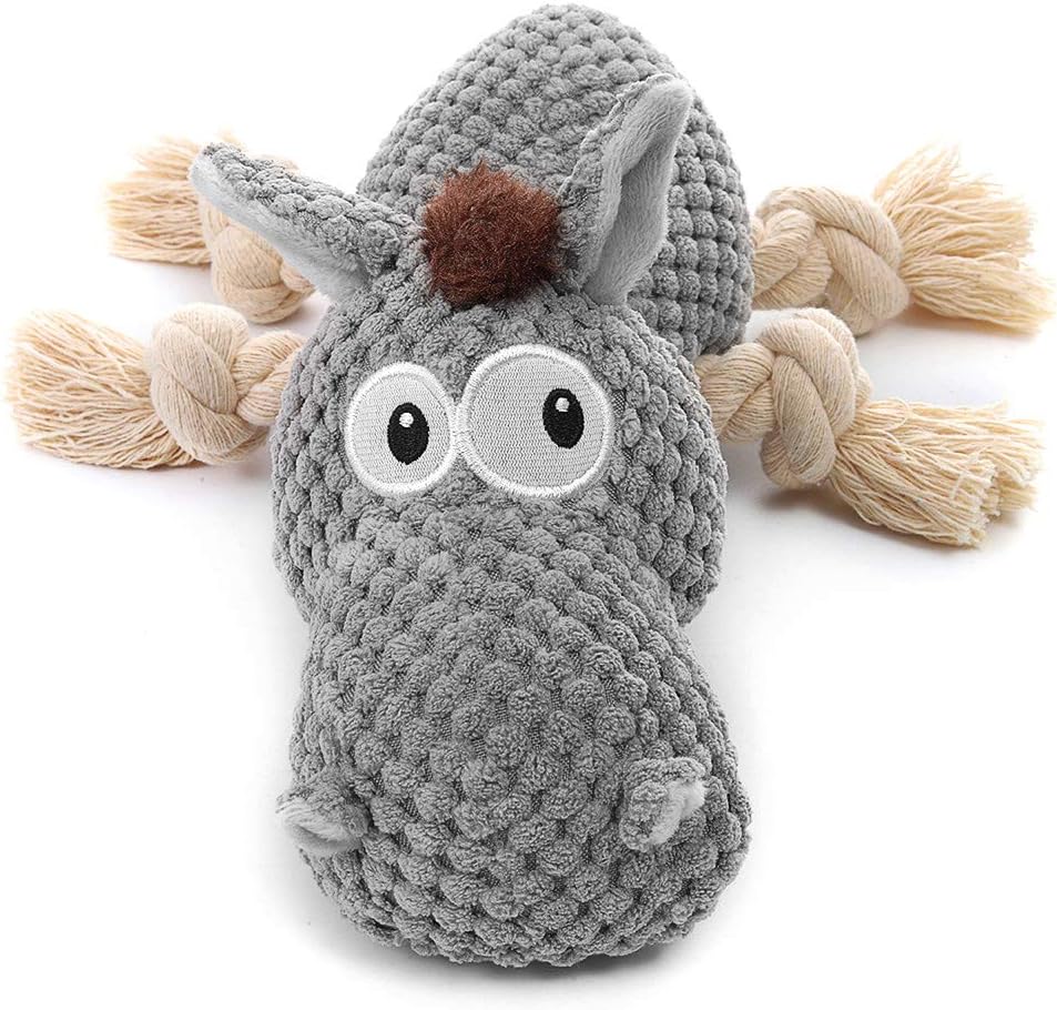 Sedioso donkey grey plush dog toy front view for large breed interactive play