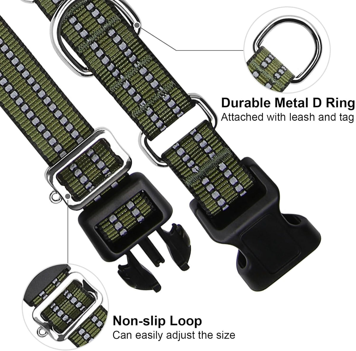 Close up view of the Joyeeiioo dog collar quick release buckle