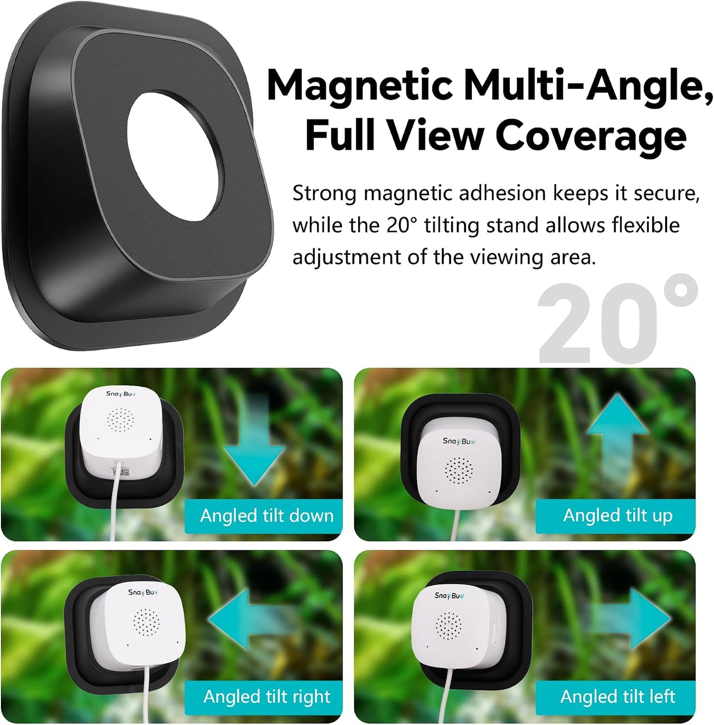 SnapBud pet monitor starlight night vision mode demonstration showing vibrant low-light colors inside a dark terrarium.