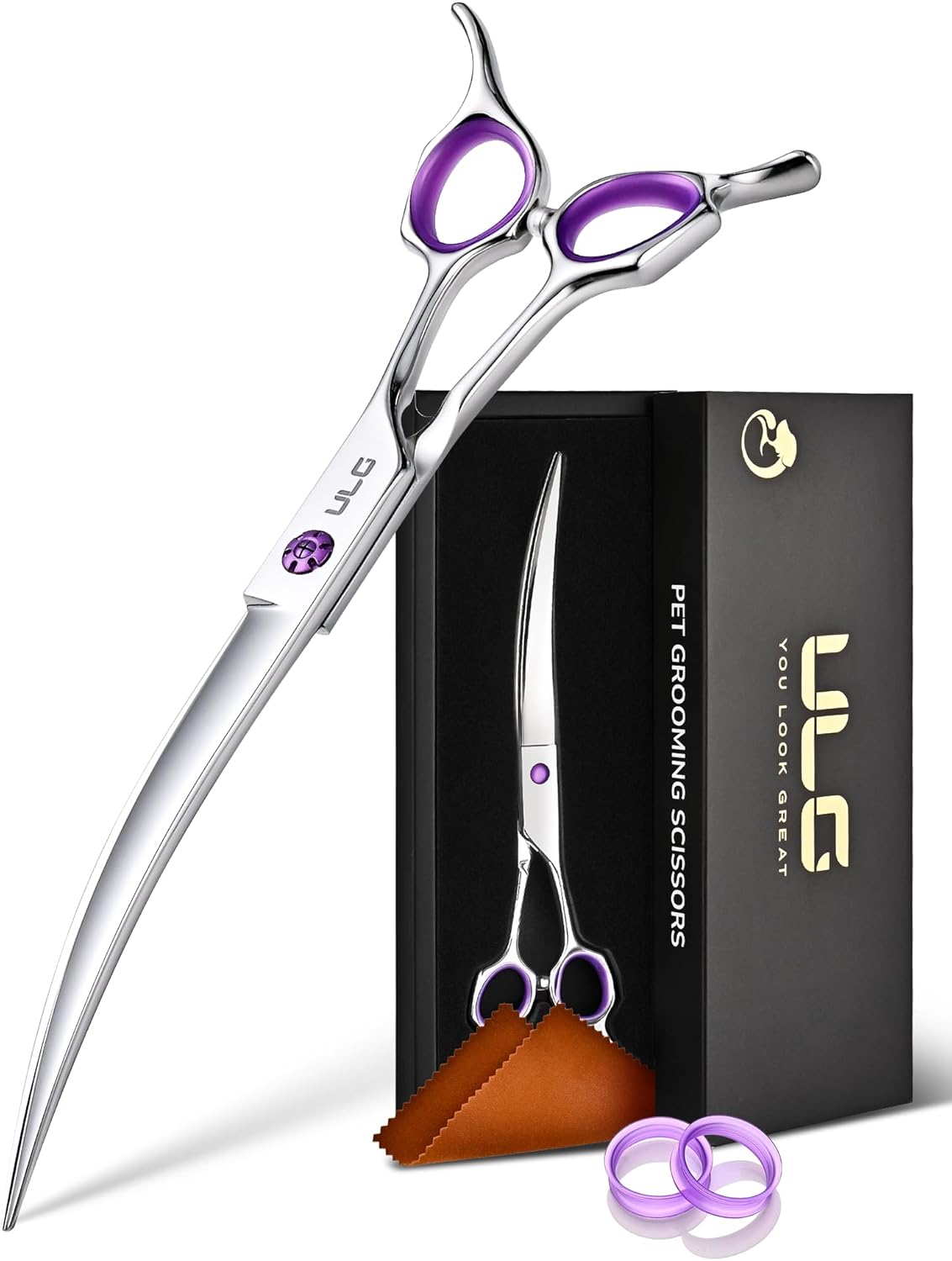 ULG authentic USA imported pet shears retail packaging view.