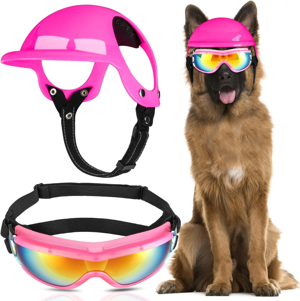 SlowTon Dog Helmet and Goggles - UV Protection Doggy Sunglasses Dog Glasses Pet Motorcycle Helmet Hat with Ear Holes Adjustable Belt Safety Hat for Small Medium Large Dogs Puppy Riding (Black, S) - Image 9