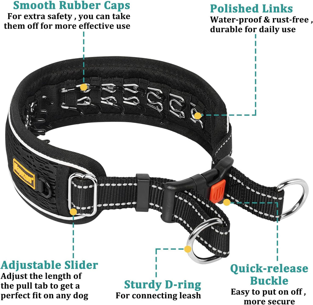 Mayerzon reflective anti pull collar close up of hidden link system