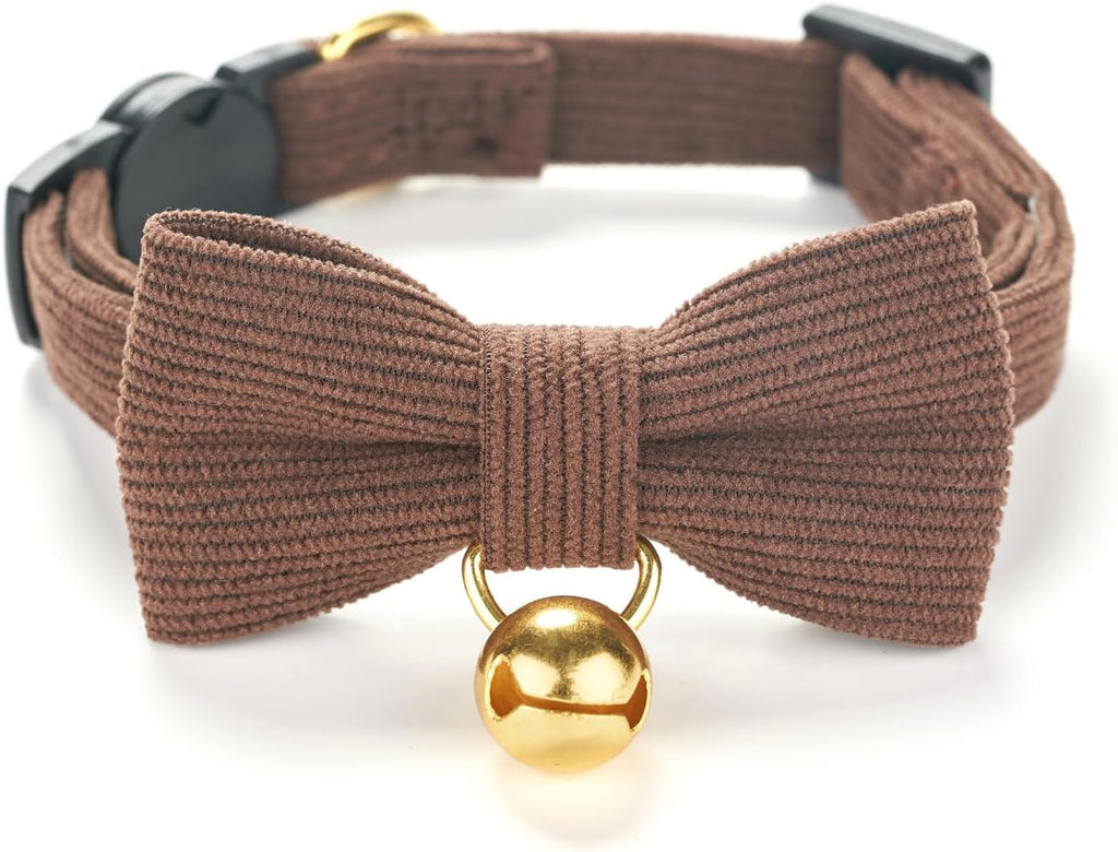 Breakaway Kitten Collar with Bow Tie and Bell Adjustable Cute Soft Corduroy Cat Collars for Small Male Cats(Blue,XS) - Image 10