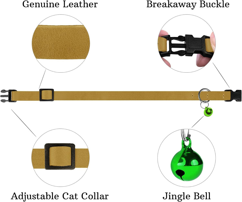 BUDKAS vintage style leather cat collar extended fully to 12 inches length