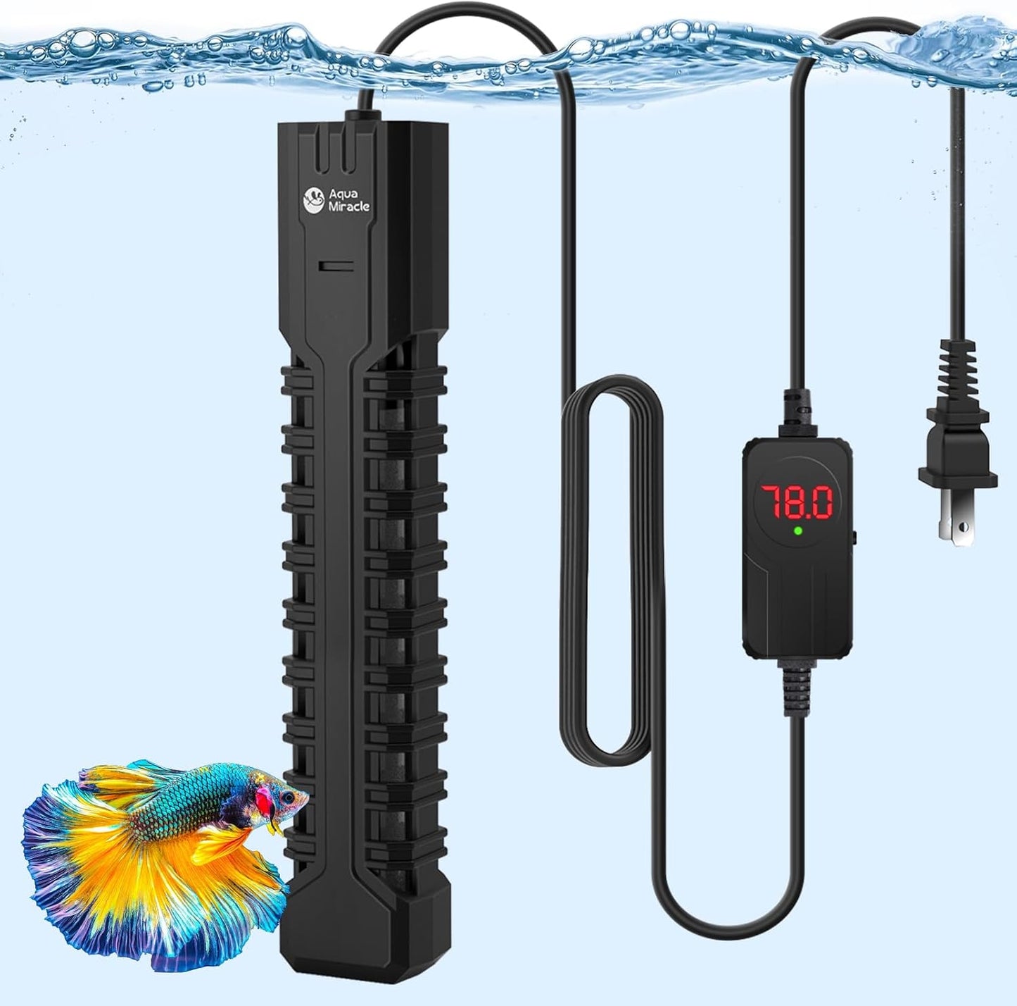 AquaMiracle Submersible Aquarium Heater with LED Digital Temp Display, Fish Tank Heater with Dry-Run & Over-Temp Protection, for Freshwater Saltwater Aquariums(300W/40-75Gal) - Image 10