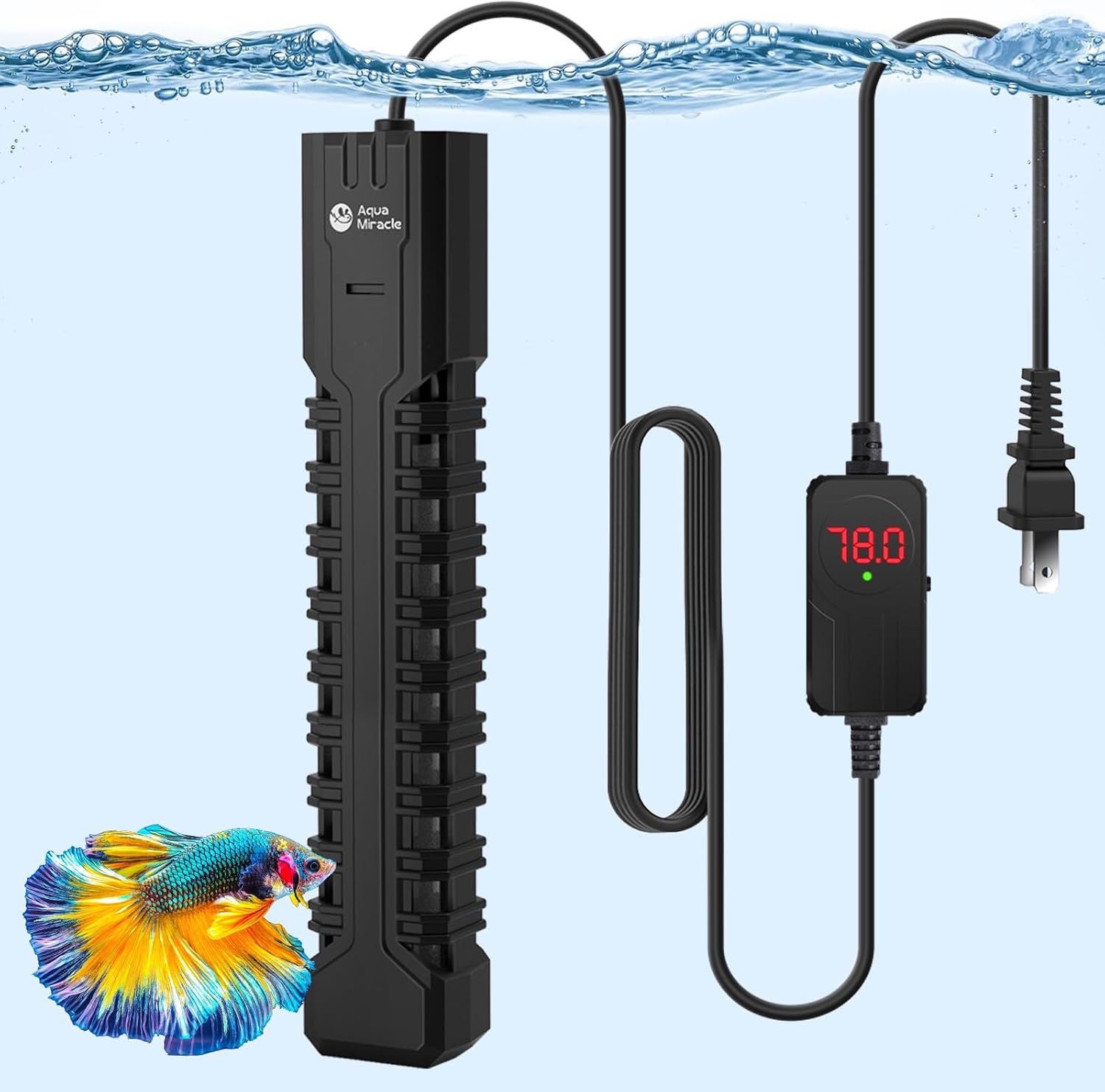 AquaMiracle Submersible Aquarium Heater with LED Digital Temp Display, Fish Tank Heater with Dry-Run & Over-Temp Protection, for Freshwater Saltwater Aquariums(300W/40-75Gal) - Image 10