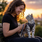 Premium imported Pangdi cat safety vest being adjusted on a pet