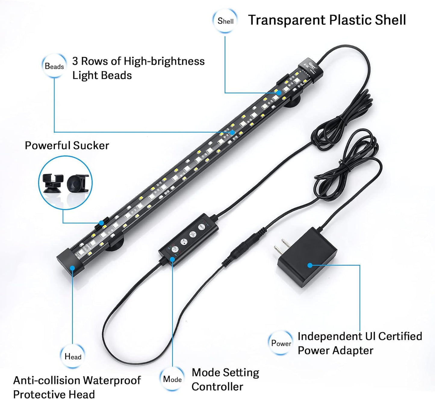 Hygger 6W aquarium light showing color spectrum options