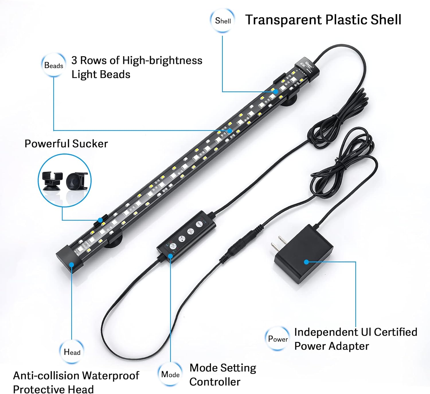 Hygger 6W aquarium light showing color spectrum options