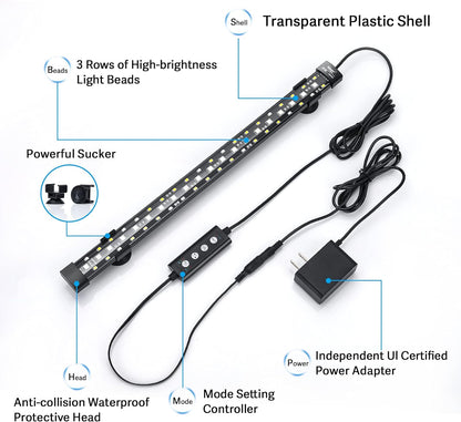 Hygger 6W aquarium light showing color spectrum options