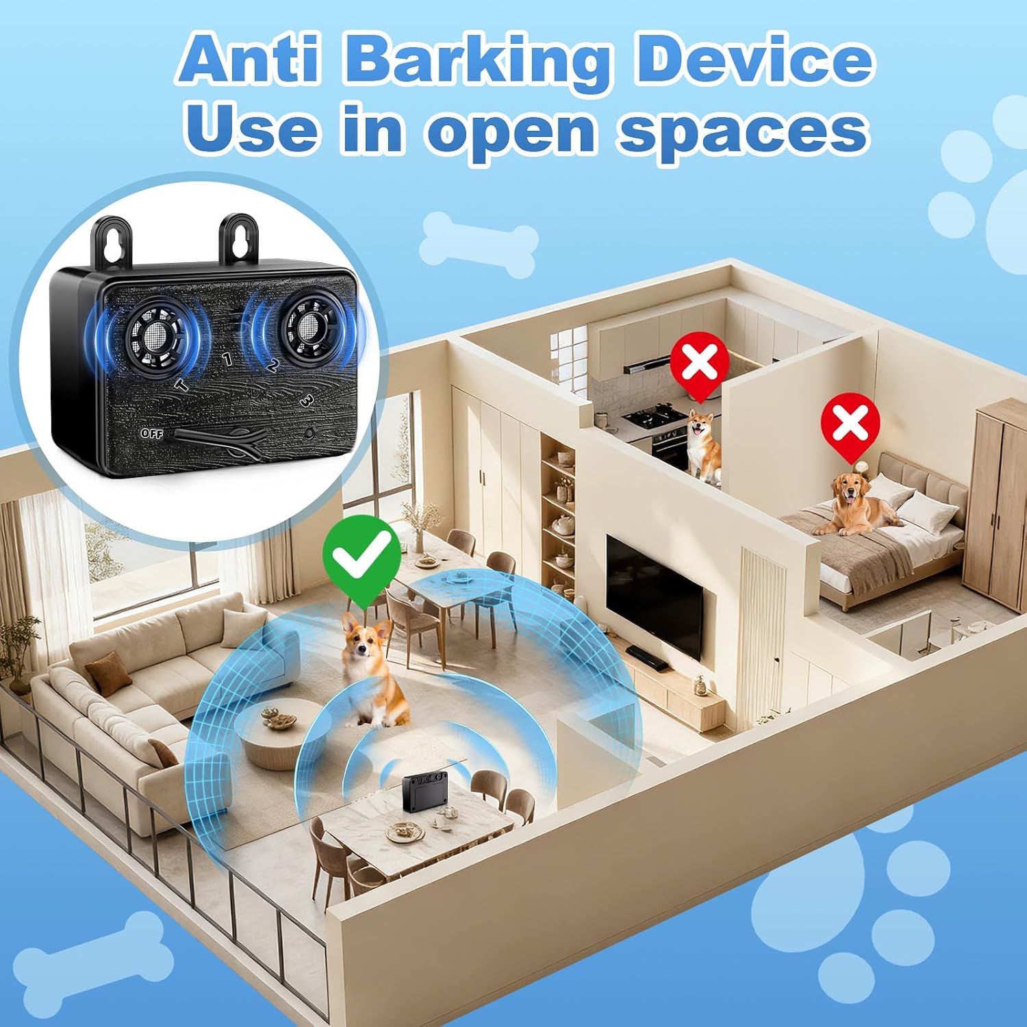 Wall mount detail for dog barking control unit