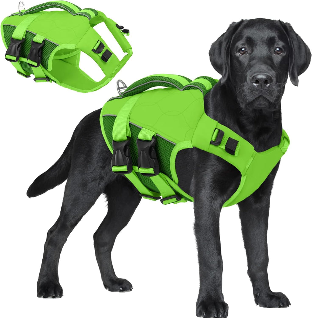 ASENKU Dog Life Jacket, High Floatation Dog Swimming Vest with Rescue Handles for Small Medium Large Dogs, Pet Safety Swimsuit Preserver for Pool Beach Boating (LakeGreen, L) - Image 12