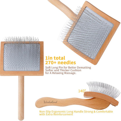 Werduoland pet grooming set with wooden handle brush and two metal combs