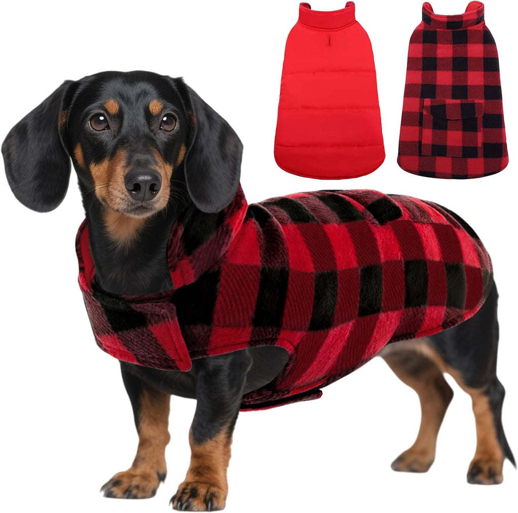 ASENKU Dog Winter Jacket Plaid Reversible Vest, Waterproof Dog Coat for Cold Weather, Perfect for Small to Large Dogs (Coffee, 3XL) - Image 9