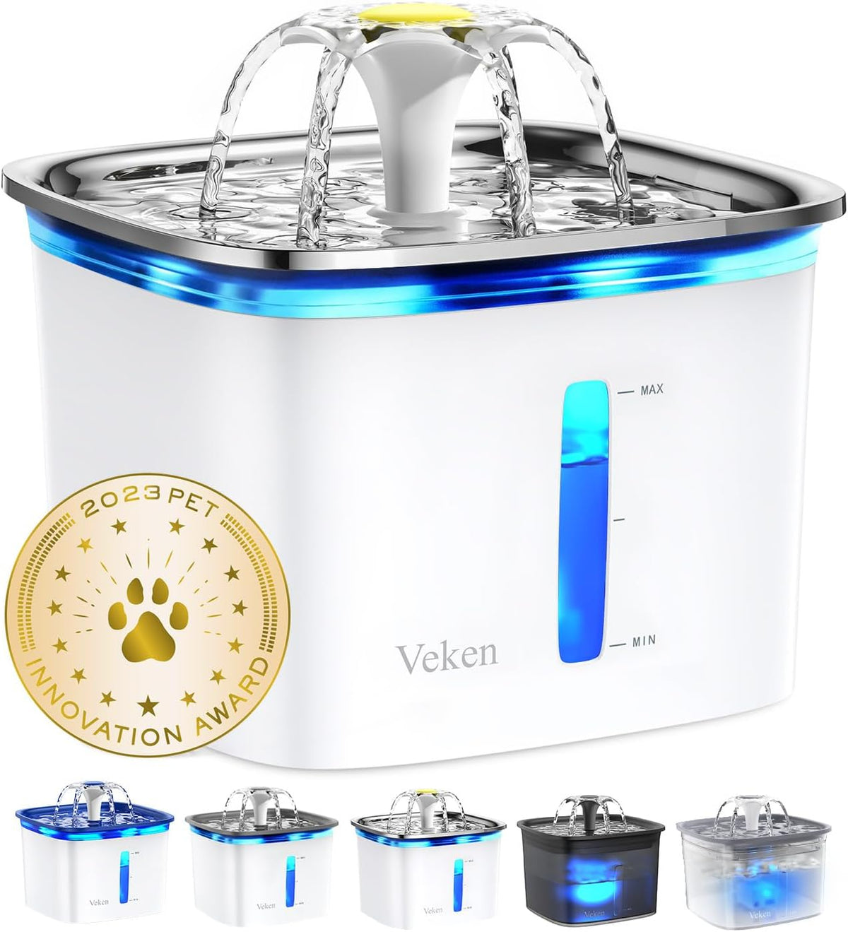 Veken Innovation Award Winner 95oz/2.8L Pet Fountain, Automatic Cat Water Fountain Dog Water Dispenser with Replacement Filters for Cats, Dogs, Multiple Pets (Grey, Plastic) - Image 10