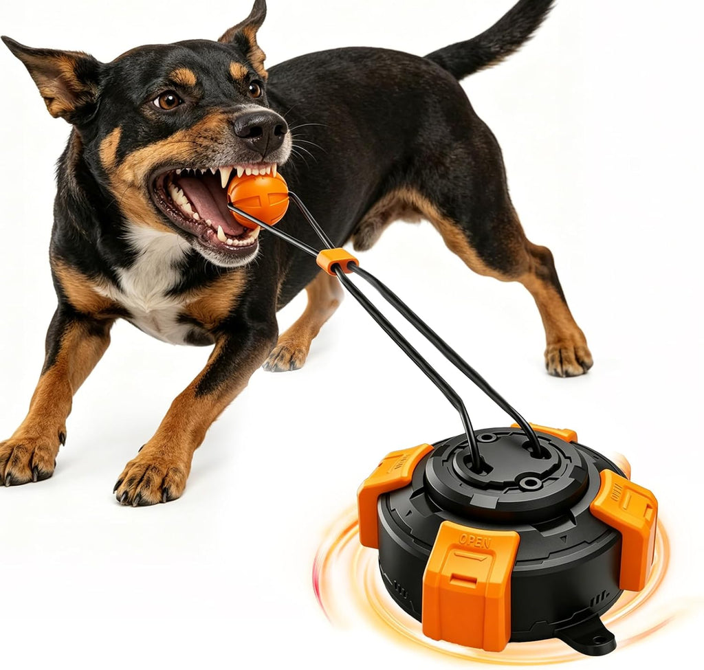 Zensrij interactive dog toy front view black and orange color