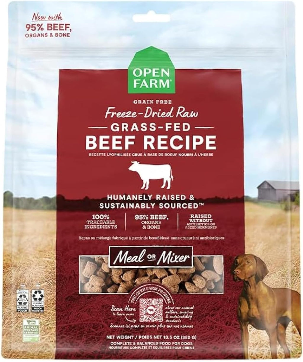 Open Farm, Freeze Dried Raw Dog Food, Morsels with 95% Meat, Organs & Bone, Organic Produce & Superfoods, Complete Meal or Freeze Dried Dog Food Topper, Grass-Fed Beef Recipe, 13.5oz Bag - Image 11