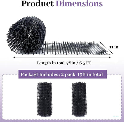 Two rolls of Toopify cat deterrent spike mats for outdoor garden use