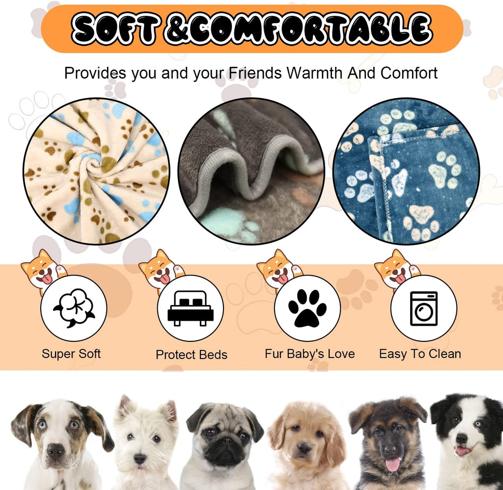 Soft fluffy puppy blankets spread over a large living room couch