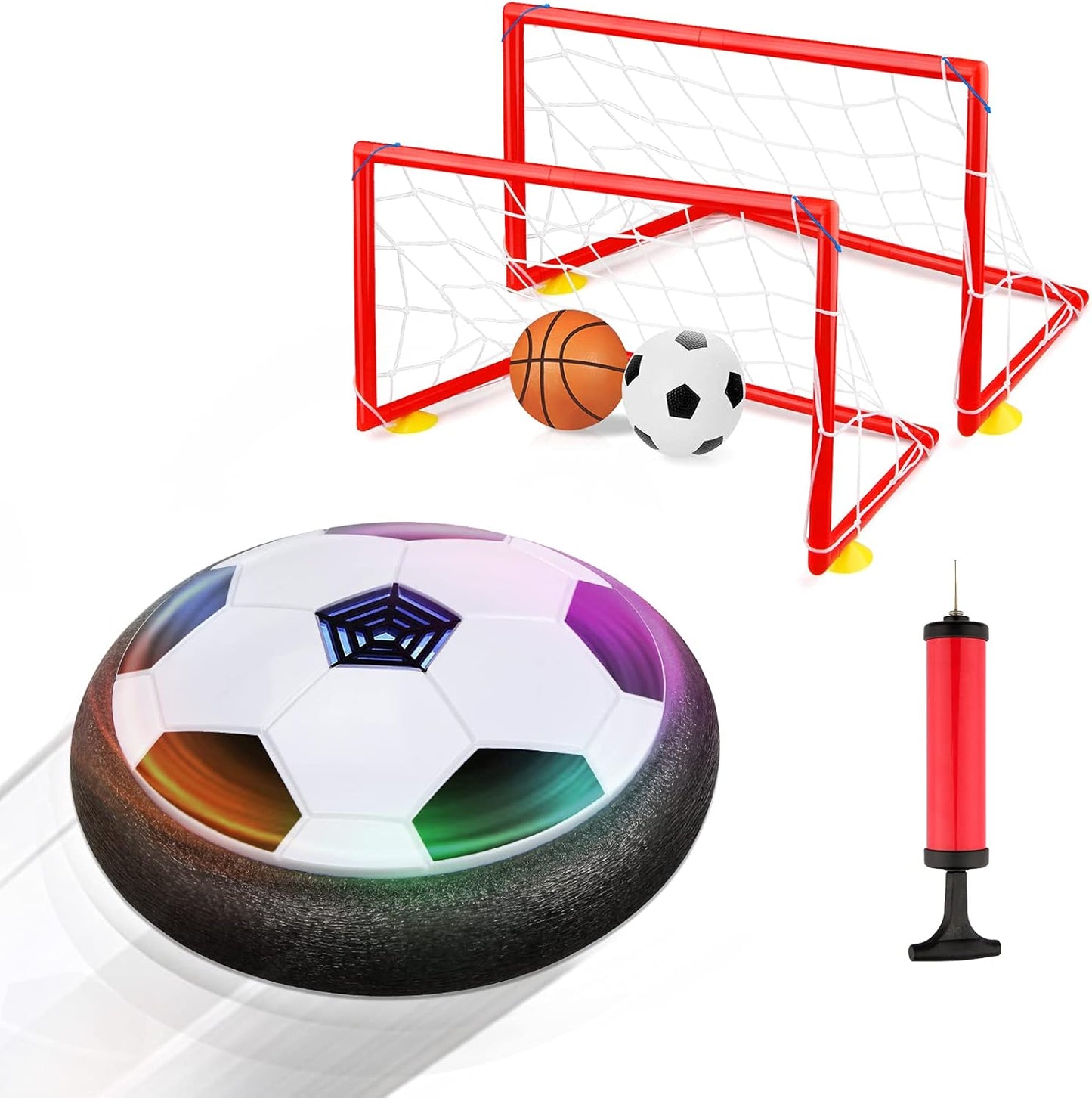 Growsland Hover Soccer Ball Set front view showing the glowing LED lights and foam bumper