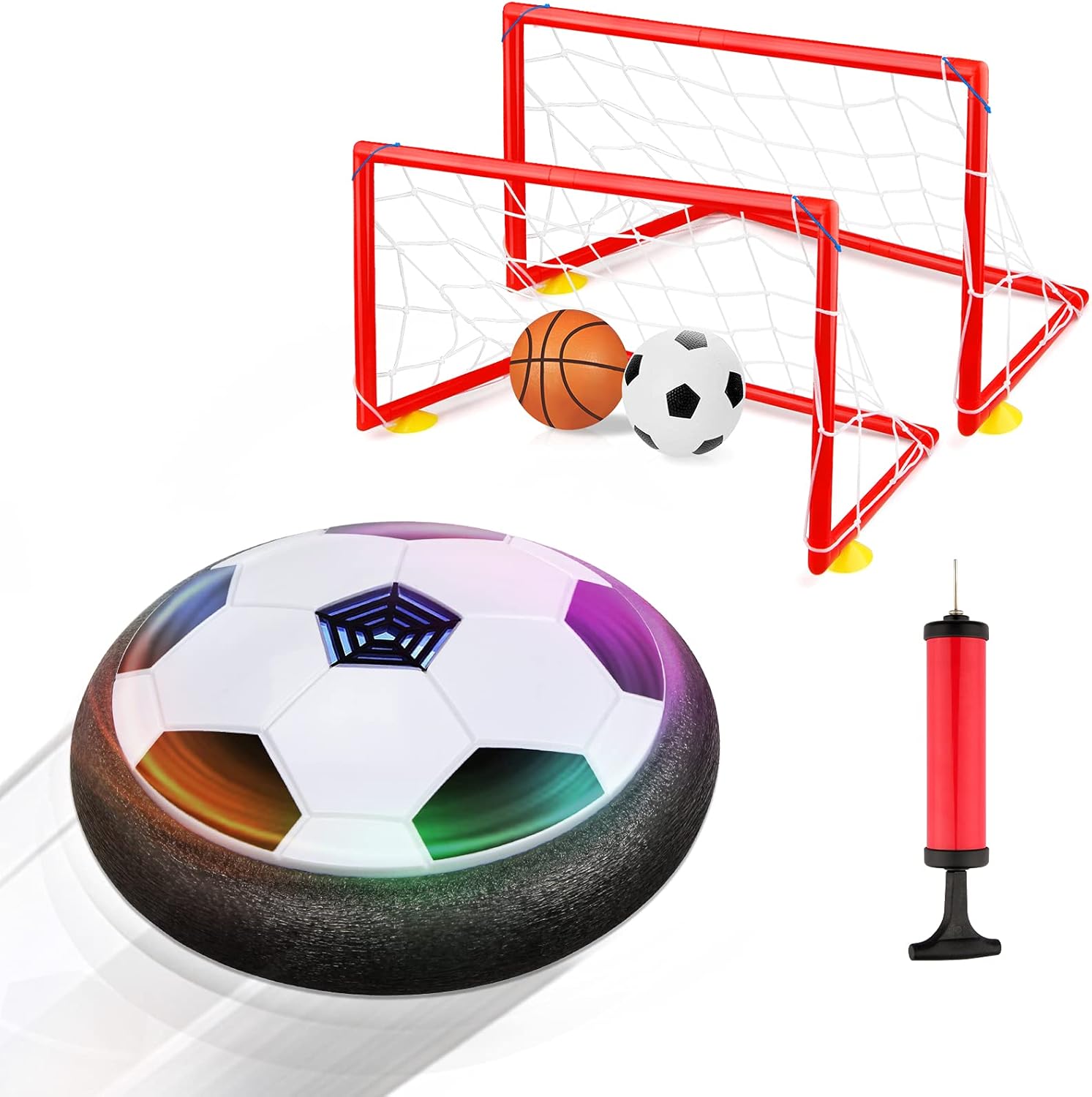 Growsland Hover Soccer Ball Set front view showing the glowing LED lights and foam bumper