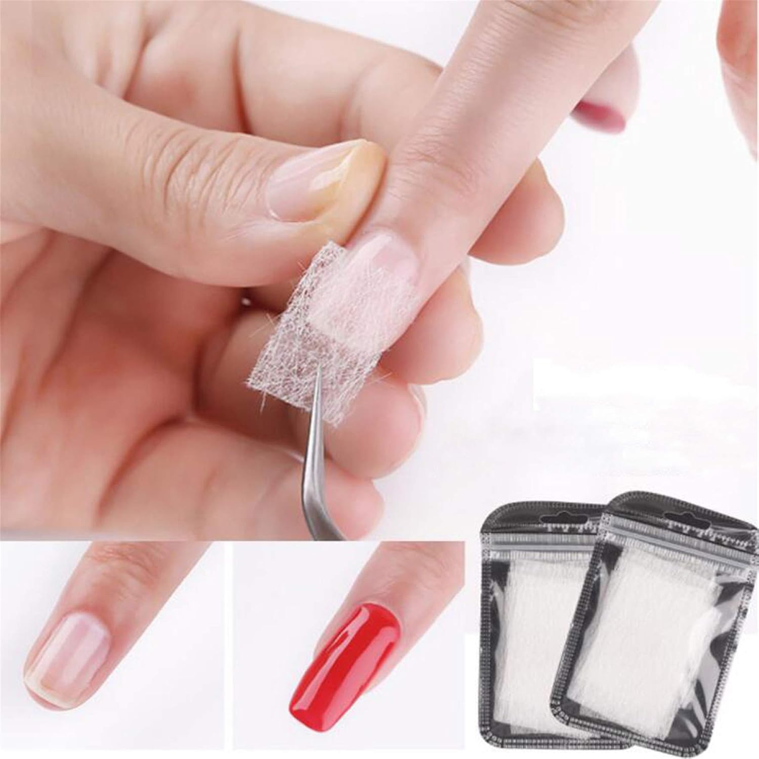 Pxiryanlow Airlove fiberglass nail extensions kit front view showing white wrap sticker tips and shape clip