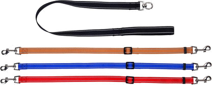 Reflective stitching detail on the MoSANY 3-in-1 dog leash illuminated for night safety.