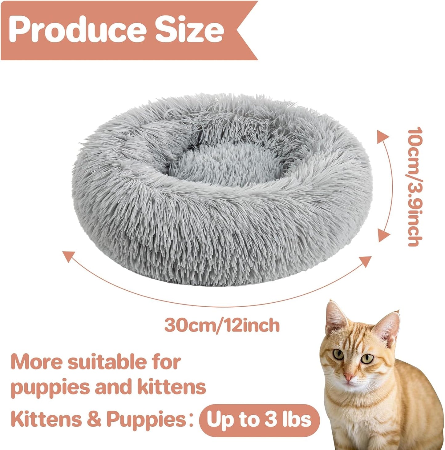 Small kitten sleeping comfortably in Rainflow plush bed