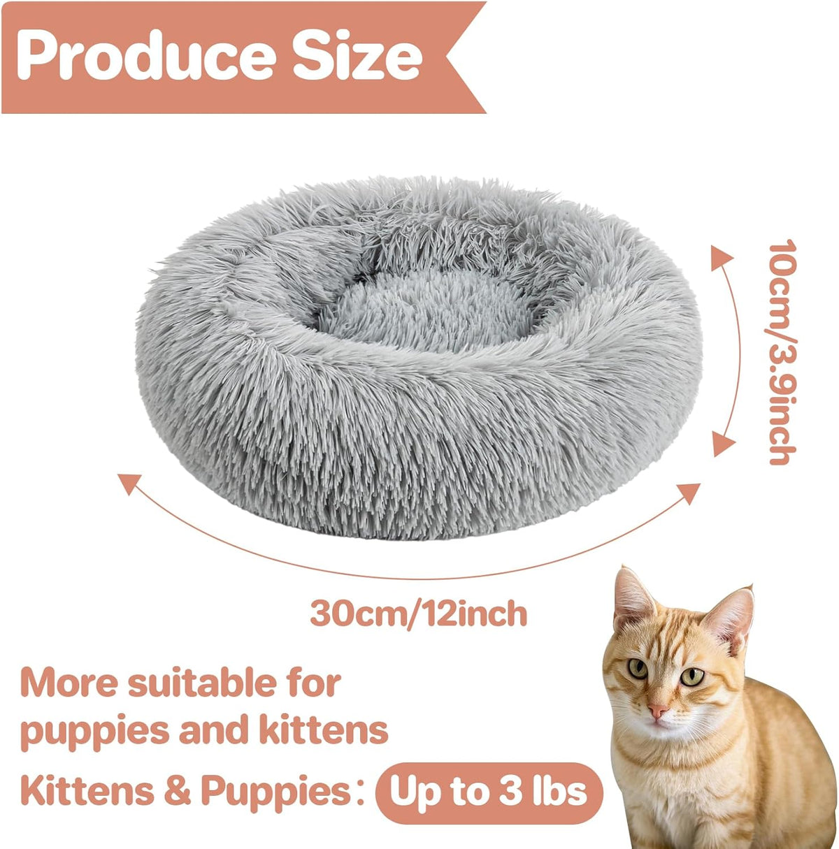 Small kitten sleeping comfortably in Rainflow plush bed