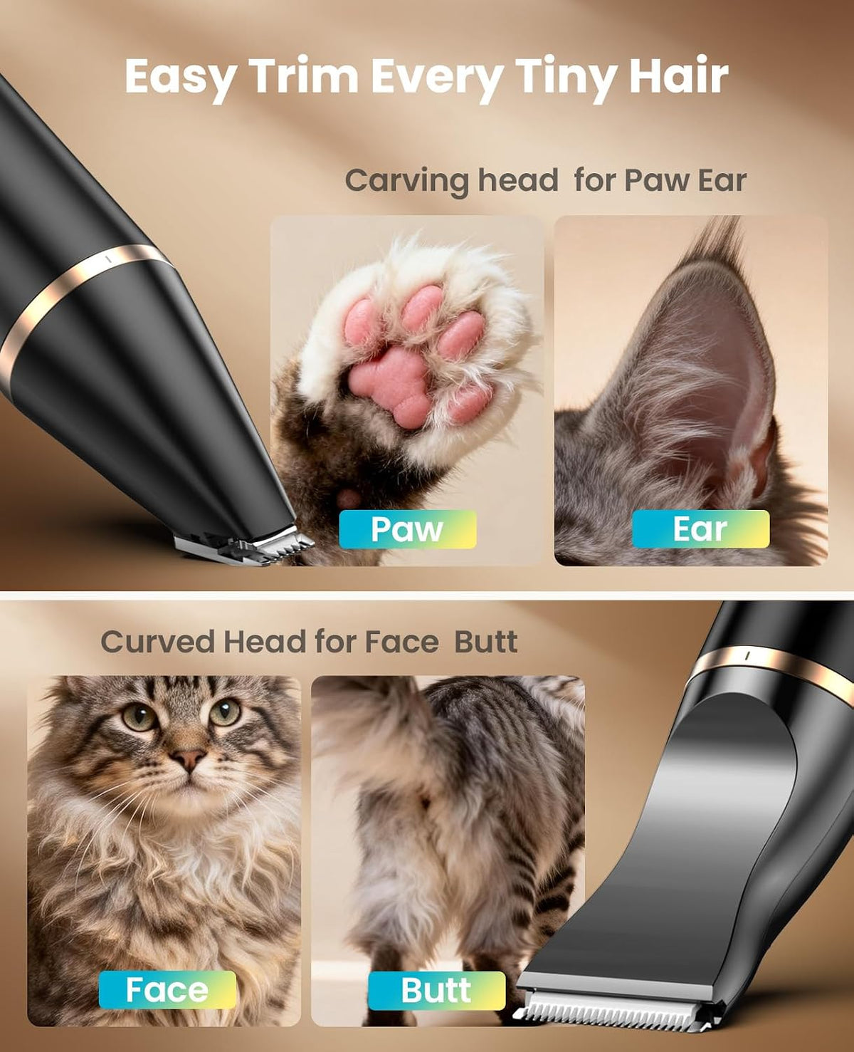 Quiet pet hair trimmer with compact zero point thirty-five inch blade