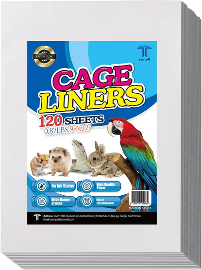 T TORTO9 Bird Cage Liner - 120 Paper Sheets, 20" x 18", 2.9 lb - Ideal for Pet Habitats, Bulk Pack for Long-Lasting Use, Newsprint Texture, Convenient Parcel Packaging - Image 9