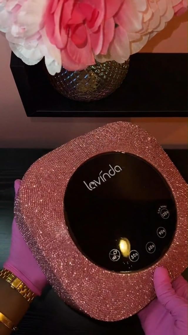 Close-up of Lavinda nail lamp touch screen timer buttons