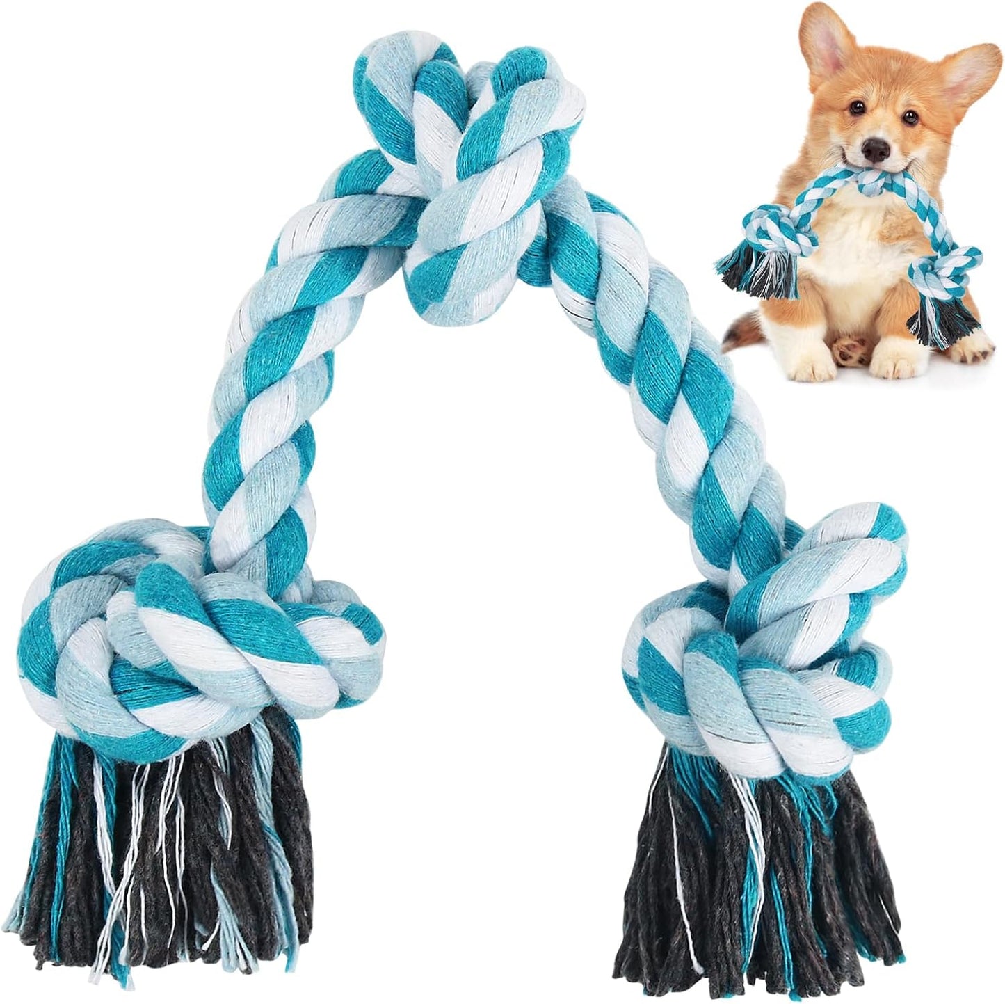 SZEE Dog Rope Toy 2 Pack, Rope Toys for Dogs, Chew Ropes for Small Breeds Puppies, Pull Toy for Tug of War, Energy Release, Boredom Relief and Teeth Cleaning, 3 Knots 14 inches (Pink & Orange) - Image 10