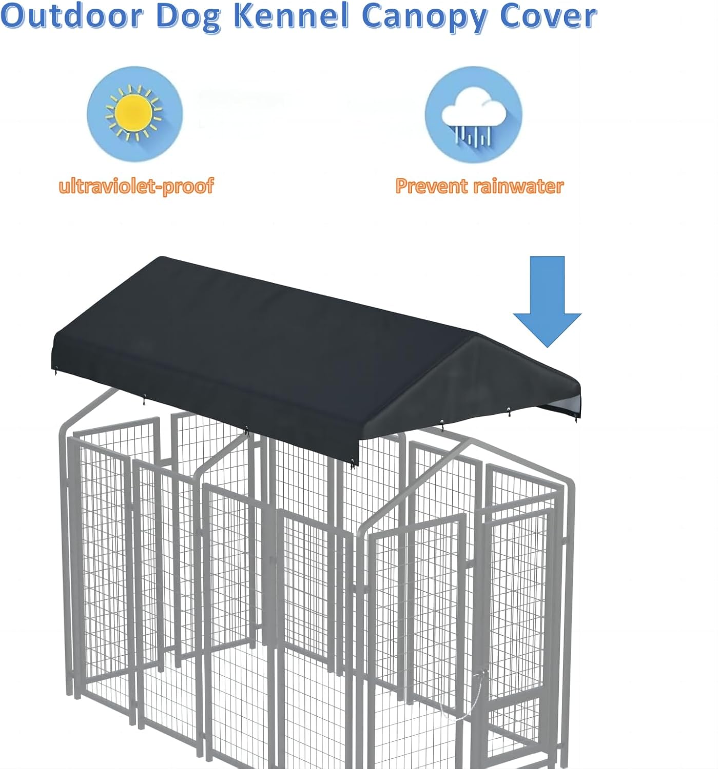 LYBOSH 420D Oxford fabric dog run canopy being secured with elastic ball cords