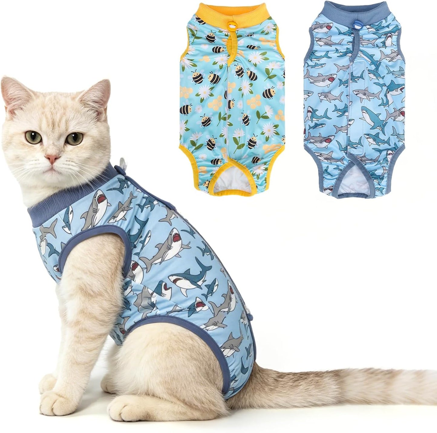BEAUTYZOO 2 Pack Cat Recovery Suit, Cat Onesie for Cats After Surgery Female Male, Kitten Spay Neuter Surgical Recovery Body Suit Cone of Shame Alternative, Anti Lick Pet Anxiety Vest, Pink XS - Image 10