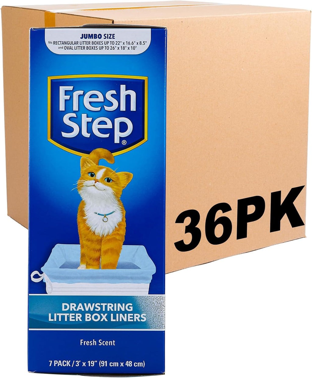 Fresh Step Drawstring Cat Litter Box Liners, Scented Heavy Duty Kitty Litter Bags for Large Oval or Rectangle Pans, Helps Contain Odor and Mess, Easy Lift Out Cleanup, 30 x 17 in, 7 Count - Image 9