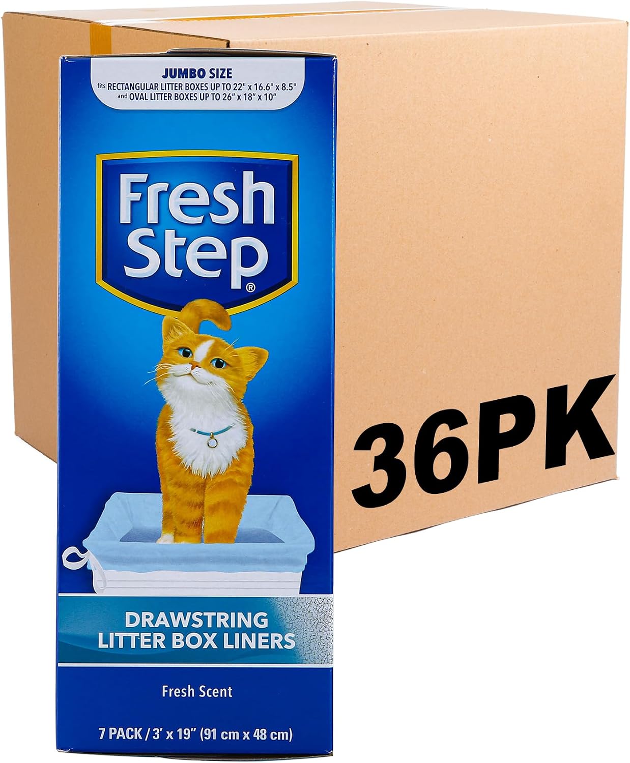 Fresh Step Drawstring Cat Litter Box Liners, Scented Heavy Duty Kitty Litter Bags for Large Oval or Rectangle Pans, Helps Contain Odor and Mess, Easy Lift Out Cleanup, 30 x 17 in, 7 Count - Image 9