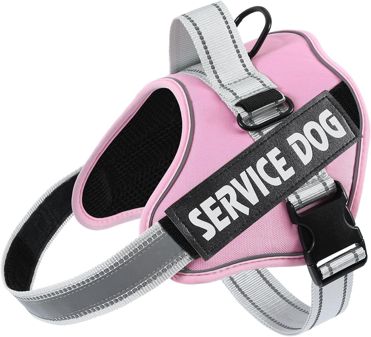 MUMUPET Service Dog Harness, No Pull Reflective Adjustable Vest with Handle, Soft Breathable Padding for Small Dogs, 2 Removable Velcro Patches (Red, S) - Image 13