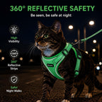 Rttochfy green medium cat harness with matching nylon walking leash