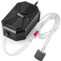 Hygger aquarium air pump front view with included accessories.