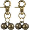 Maxqzin small bell for dog collar front view showcasing the antique bronze finish and quick snap lobster clip.