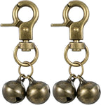 Maxqzin small bell for dog collar front view showcasing the antique bronze finish and quick snap lobster clip.