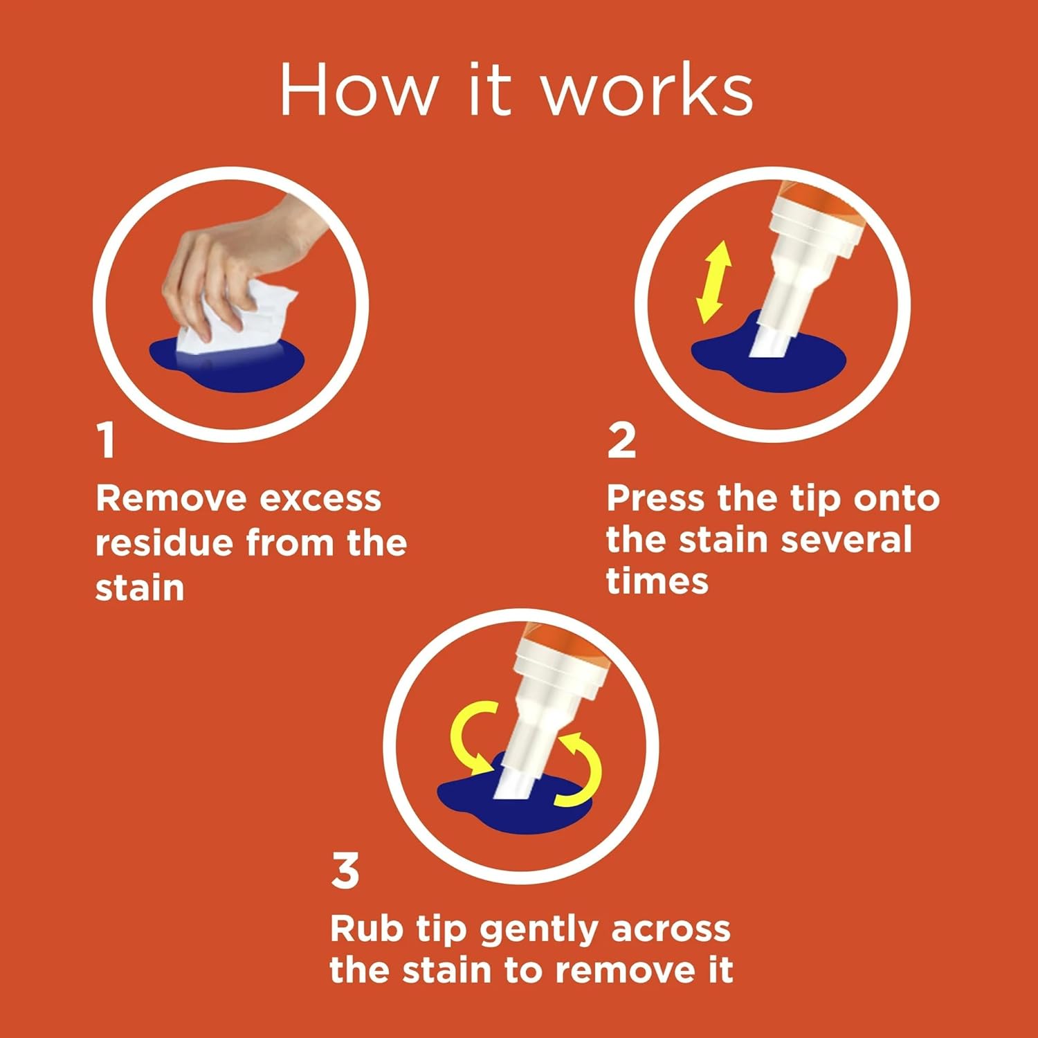 Tide Pen Stain Remover for Clothes, Tide To Go Pen, Instant Stain Remover Pen & Spot Cleaner, Portable & Travel-Friendly, 3 Count (Pack of 1) - Image 4