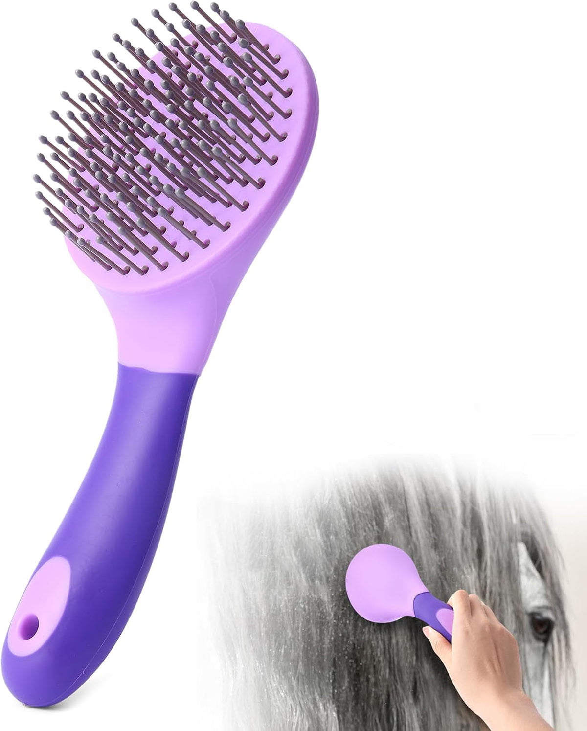 Equine Mane & Tail Combs Horse Brush Shedding Brush Grooming Tool for Horse (Gray) - Image 9