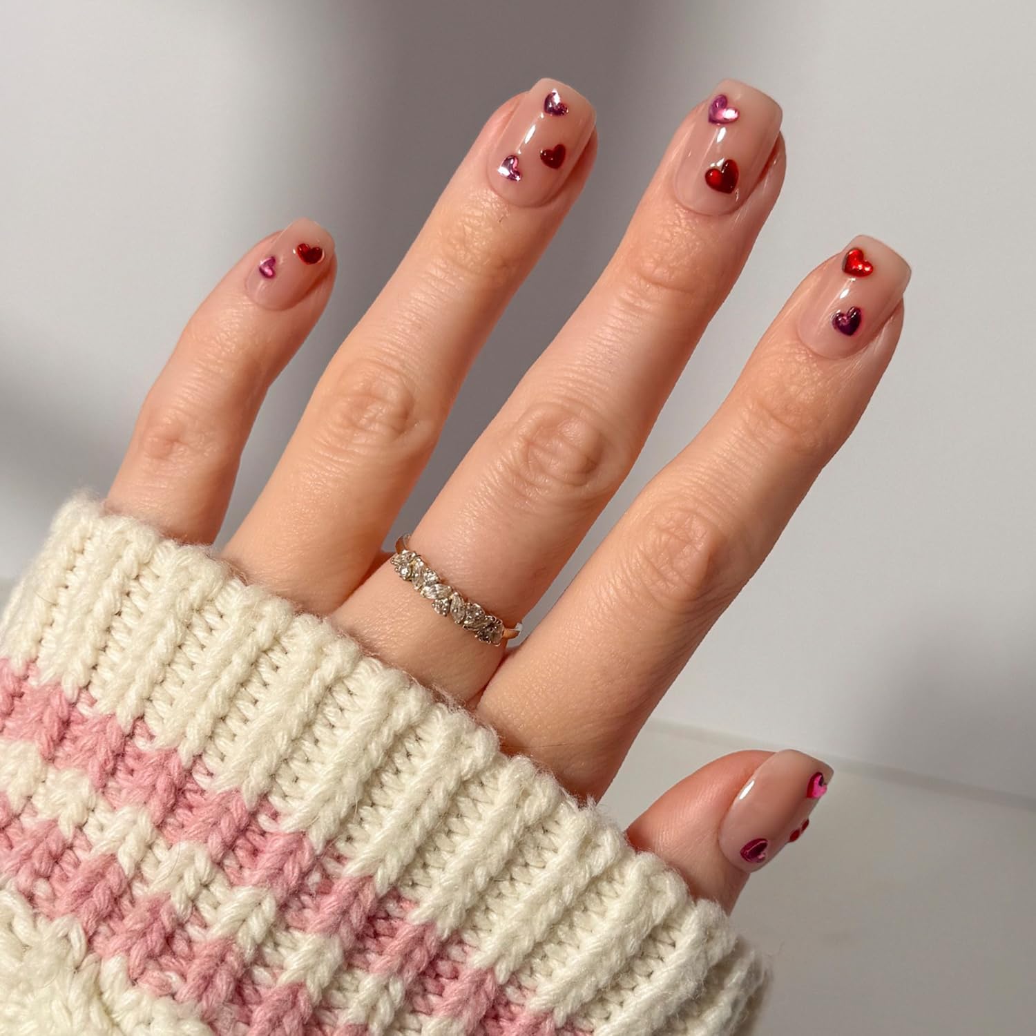 Glamnetic Dear Lover short squoval press-on nails front view